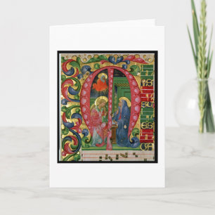 Historiated initial 'M' depicting The Annunciation Note Card