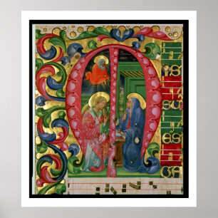 Historiated initial 'M' depicting The Annunciation Poster