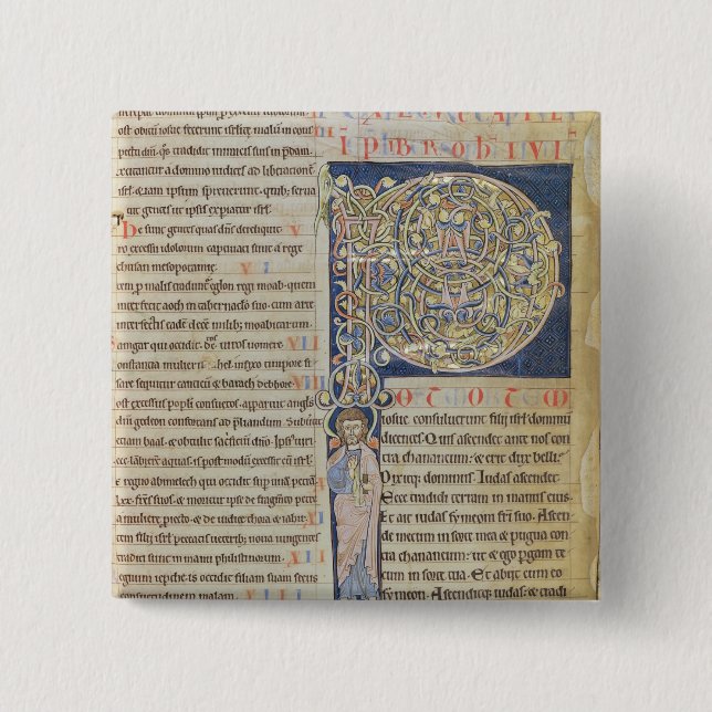 Historiated initial 'P' 15 Cm Square Badge (Front)