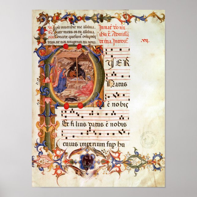 Historiated initial 'P' depicting the Nativity Poster (Front)