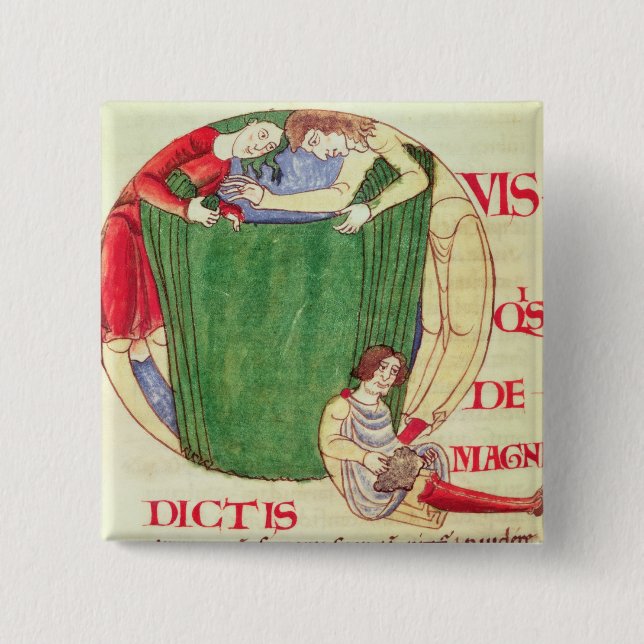 Historiated initial 'Q' depicting drapers 15 Cm Square Badge (Front)