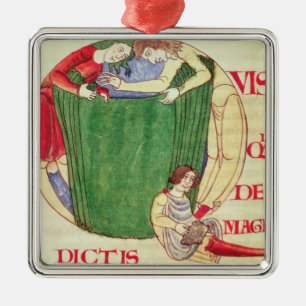 Historiated initial 'Q' depicting drapers Metal Ornament