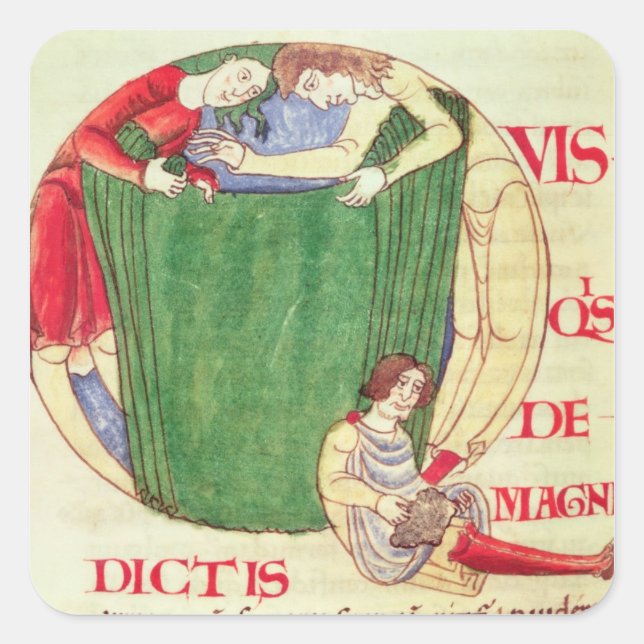 Historiated initial 'Q' depicting drapers Square Sticker (Front)