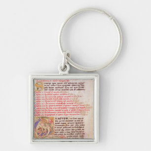 Historiated initial 'Q' depicting three Key Ring