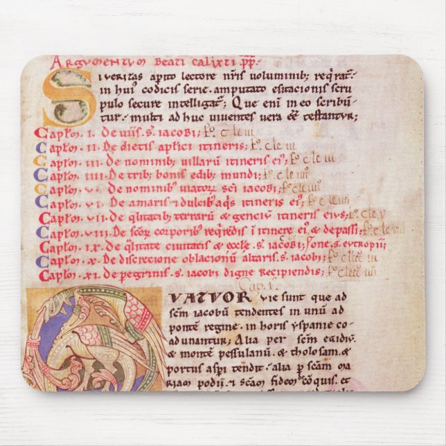 Historiated initial 'Q' depicting three Mouse Pad (Front)