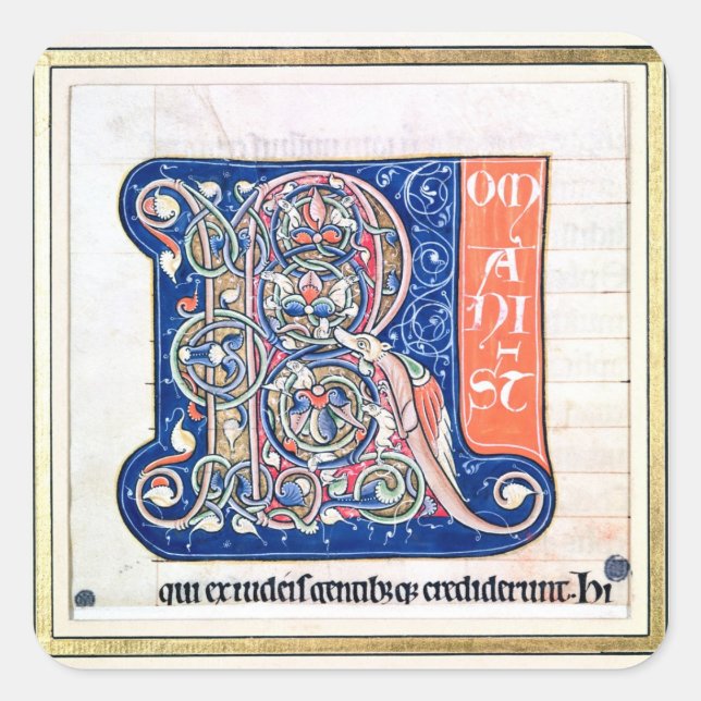 Historiated initial 'R' 2 Square Sticker (Front)
