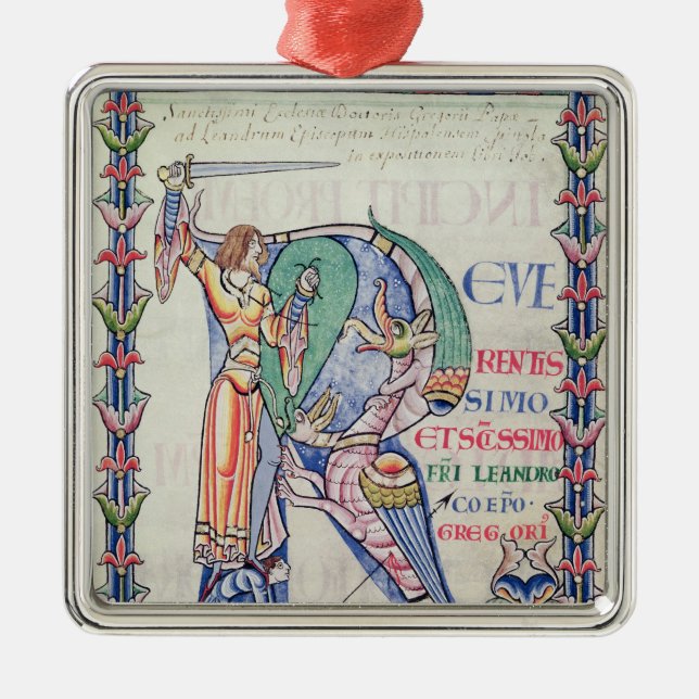 Historiated initial 'R' Metal Ornament (Front)