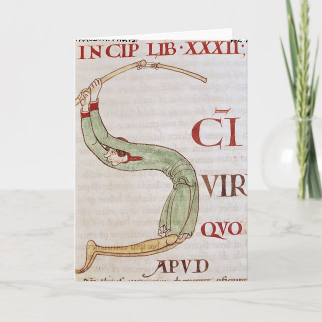 Historiated initial 'S' depicting a man Note Card (Front)