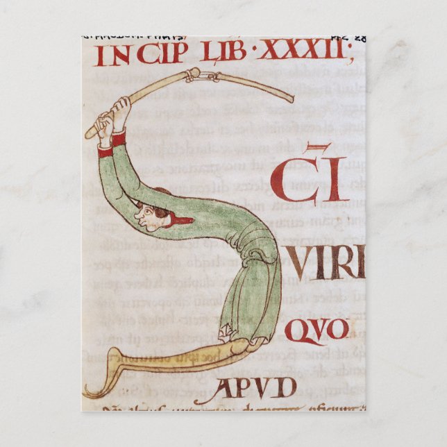 Historiated initial 'S' depicting a man Postcard (Front)