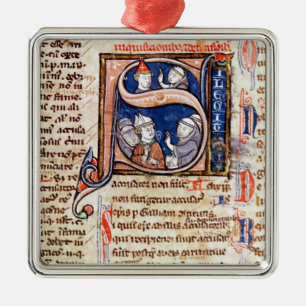 Historiated initial 'S' depicting Pope Gregory Metal Ornament