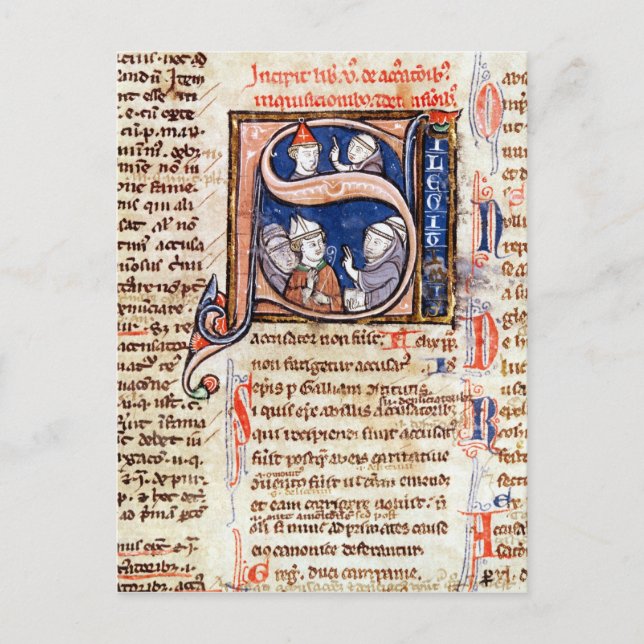 Historiated initial 'S' depicting Pope Gregory Postcard (Front)