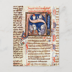 Historiated initial 'S' depicting Pope Gregory Postcard