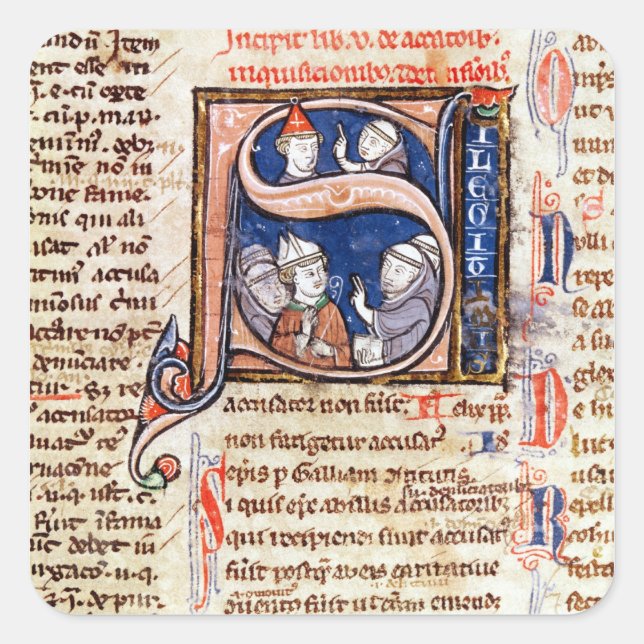 Historiated initial 'S' depicting Pope Gregory Square Sticker (Front)