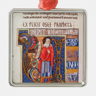 Historiated initial 'U' depicting Joel Metal Ornament