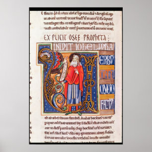 Historiated initial 'U' depicting Joel Poster