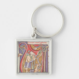 Historiated initial 'V' depicting Amos Key Ring