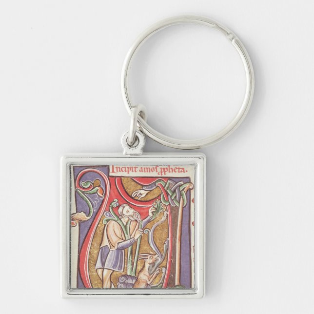Historiated initial 'V' depicting Amos Key Ring (Front)