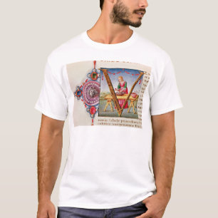 Historiated initial 'V' depicting T-Shirt