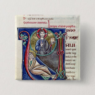 Historiated initial 'V' or 'U' 15 Cm Square Badge