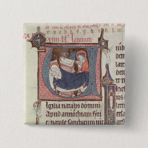 Historiated initials 'U' and 'I' 15 Cm Square Badge