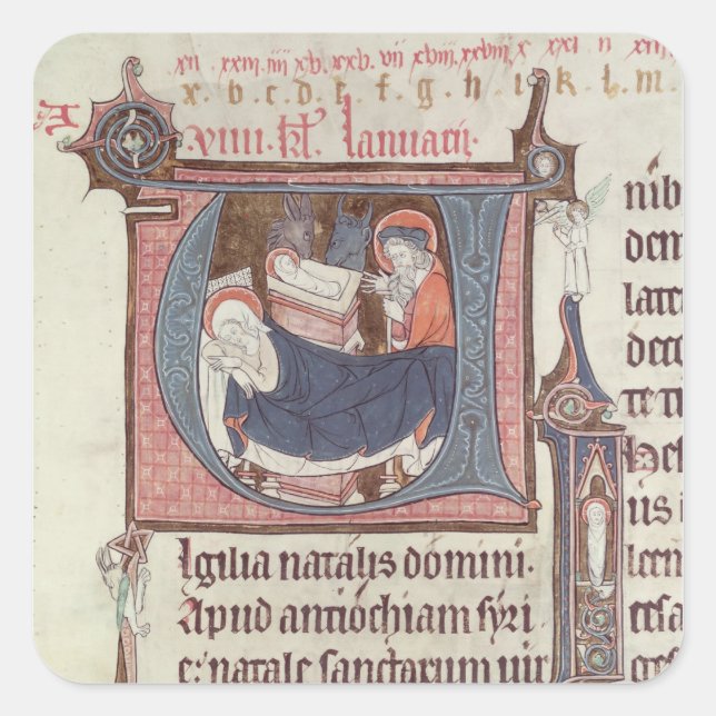 Historiated initials 'U' and 'I' Square Sticker (Front)
