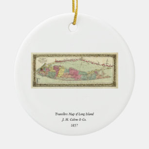 Historic 1855-1857 Travellers Map of Long Island Ceramic Ornament