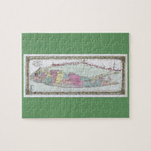 Historic 1855-1857 Travellers Map of Long Island Jigsaw Puzzle