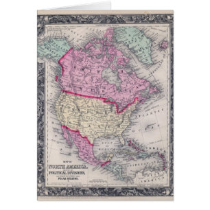 Historic 1860 Map of North America