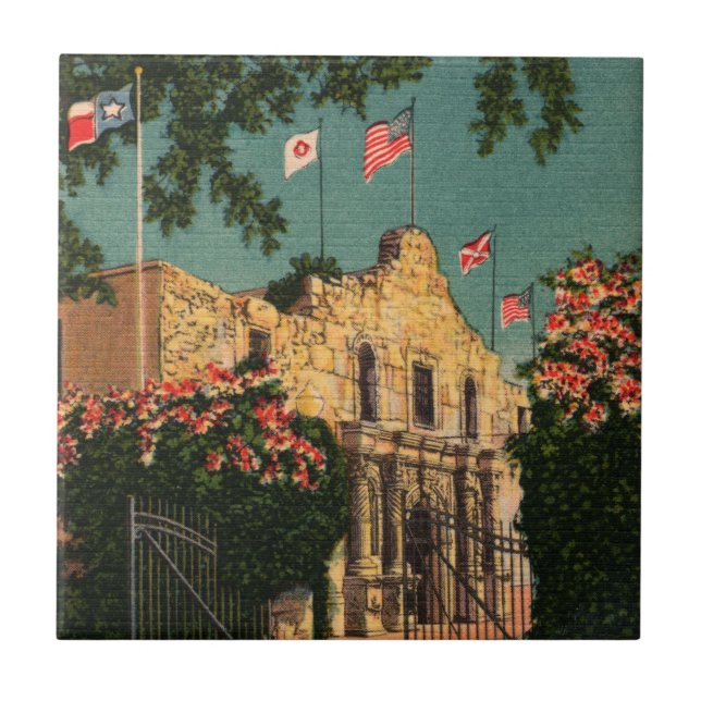 Historic Alamo Mission Ceramic Tile (Front)