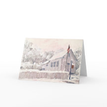 Historic Bethabara Church Christmas Card in Snow