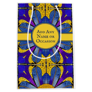 Historic Blue and Yellow Mosaic Floor - Your Text Medium Gift Bag