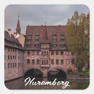 Historic building at sunset in Nuremberg, Germany Square Sticker