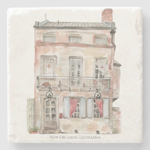 Historic Building New Orleans Watercolor Stone Coaster