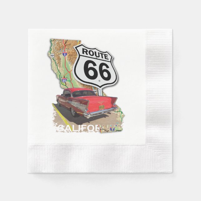 Historic California Route 66 Napkin (Front)
