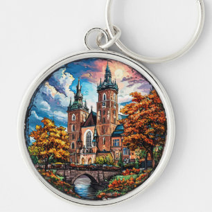 Historic Cathedral Surrounded by Autumn Colours Key Ring