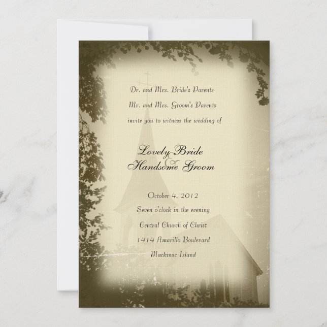 Historic Church Mackinac Island Wedding Invitation (Front)