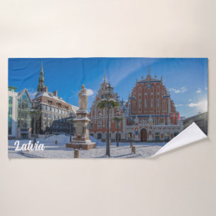 Historic city center in Riga, Latvia Bath Towel