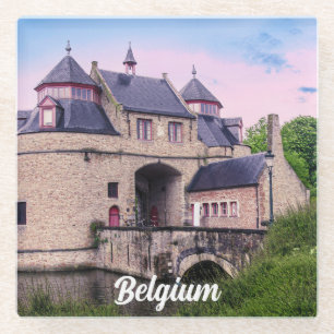 Historic city gate in Bruges Glass Coaster