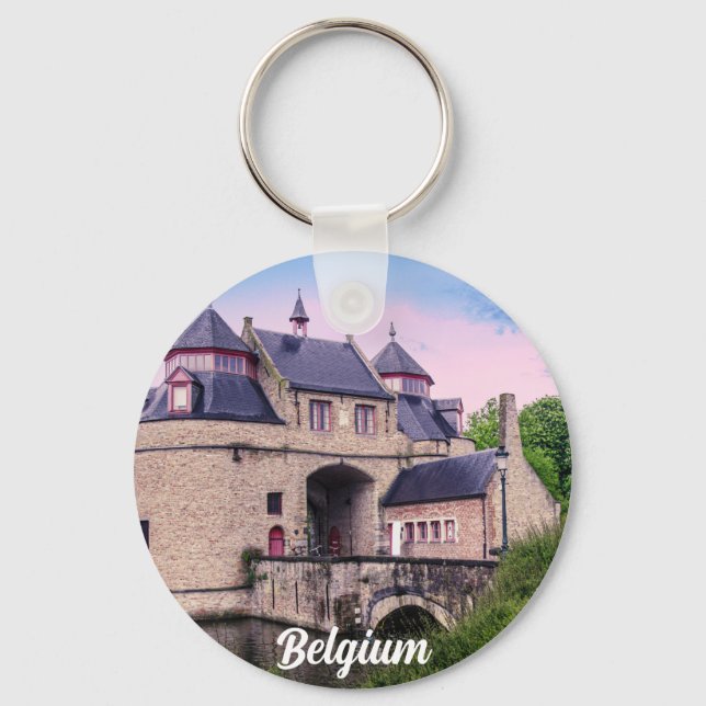 Historic city gate in Bruges Key Ring (Front)