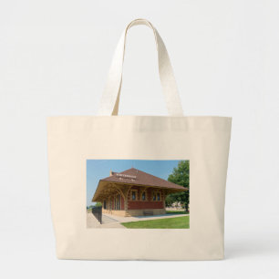 Historic Depot in Whitewater Large Tote Bag