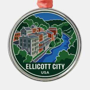 Historic Ellicott City Maryland Metal Ornament
