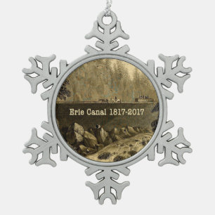 Historic Erie Canal Bicentennial Years Snowflake Pewter Christmas Ornament