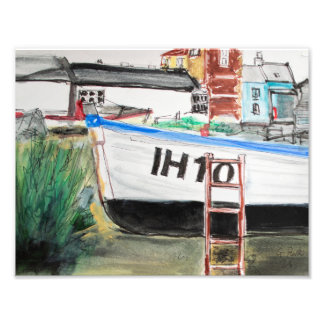 Historic Fishing Boat Line & Wash Coastal Photo Print