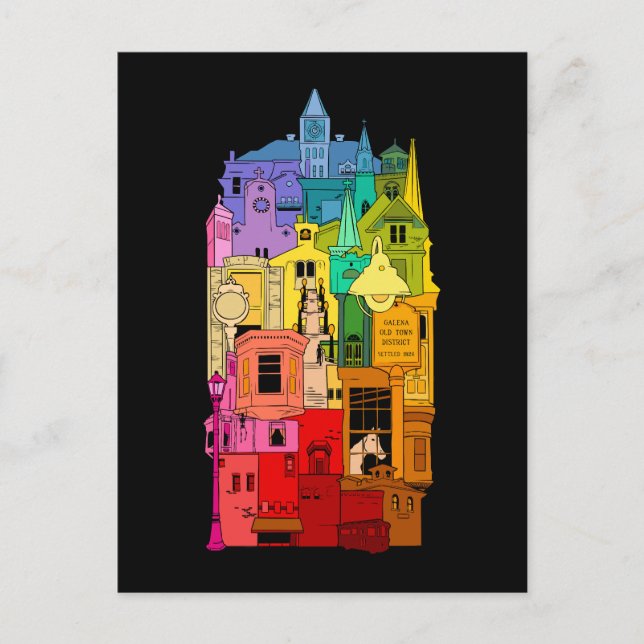 Historic Galena Illinois Rainbow Postcard (Front)