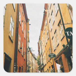 Historic Gamla Stan, Old Town of Stockholm Square Sticker