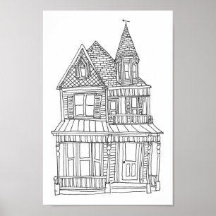 Historic Home Line Drawing Art Print