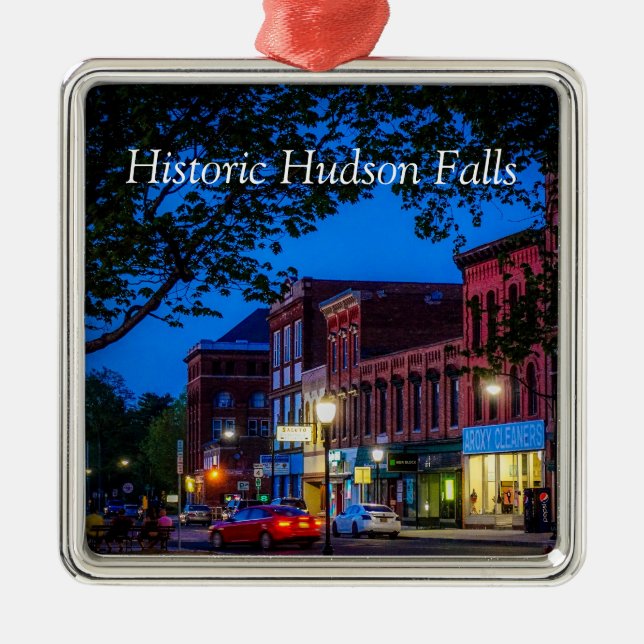 Historic Hudson Falls Metal Ornament (Front)