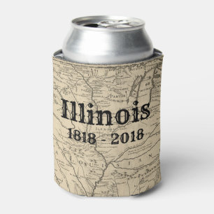 Historic Illinois Bicentennial Can Cooler