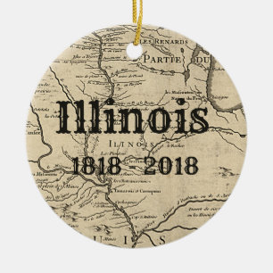 Historic Illinois Bicentennial Ceramic Ornament