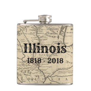 Historic Illinois Bicentennial Hip Flask